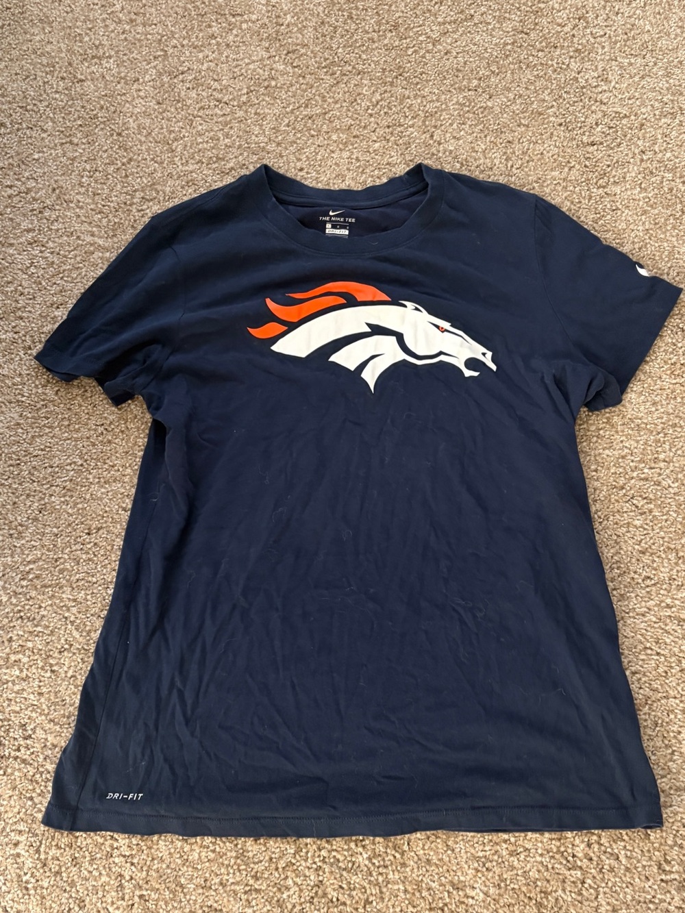 Nike Navy Short Sleeve Tee with White and Orange Graphic